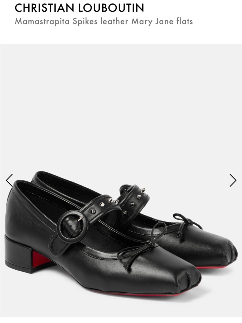 Christian Louboutin Black Leather Mamashrapita Spiked Mary Jane Flats